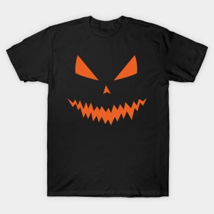 Halloween Jack OLantern orange pumpkin face on black T-Shirt